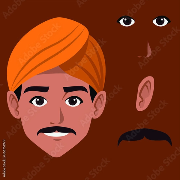 Fototapeta Indian Face with turban vector design