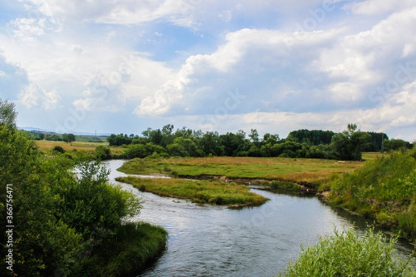 Obraz landscape with river and blue sky