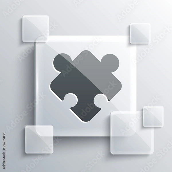 Fototapeta Grey Puzzle pieces toy icon isolated on grey background. Square glass panels. Vector.