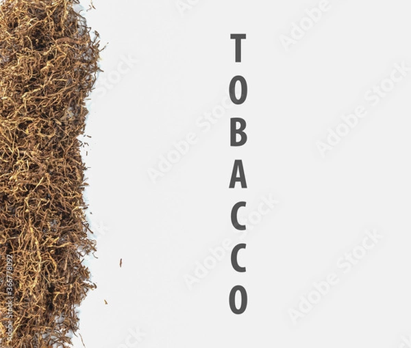 Fototapeta tobacco on white background with copy space from top view.