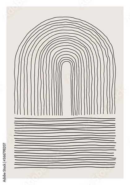 Fototapeta Trendy abstract creative minimalist artistic hand sketched line art composition