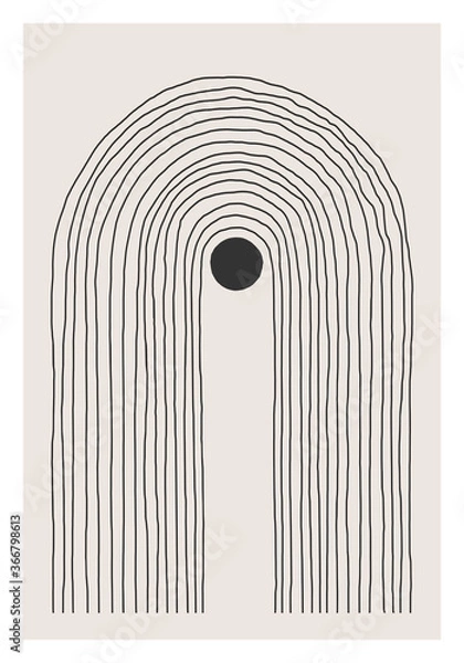 Fototapeta Trendy abstract creative minimalist artistic hand sketched line art composition