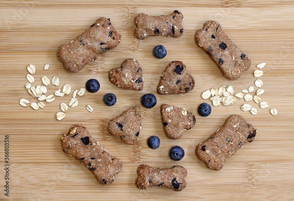 Obraz Homemade Blueberry, Oat and Peanut Butter dog cookies.