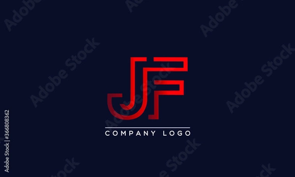 Obraz Creative Letters JF Logo Design Vector Template. Initial Letters JF Logo Design