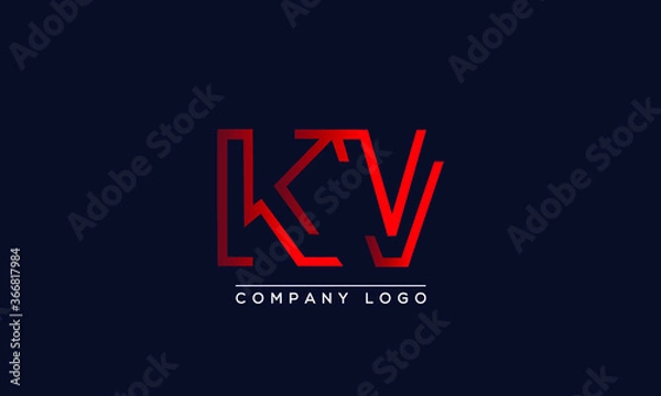 Fototapeta Creative letter KV or VK Logo Design Vector Template. Initial Letter KV Logo Design
