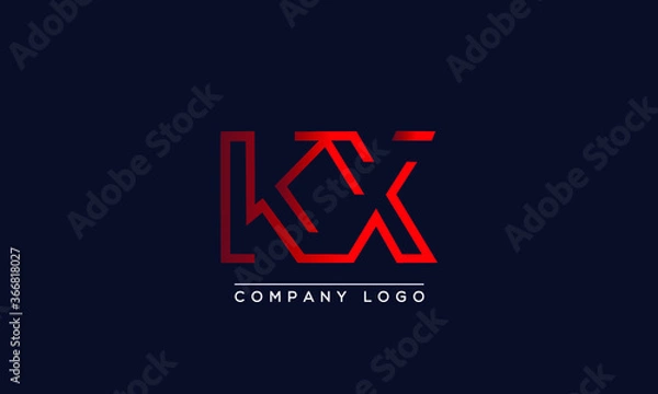 Fototapeta Creative letter KX or XK  Logo Design Vector Template. Initial Letter KX Logo Design