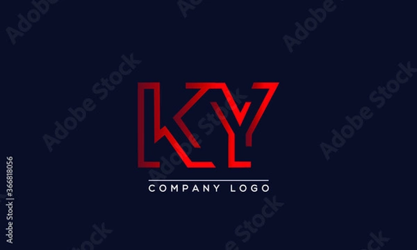 Fototapeta Creative letters KY or YK Logo Design Vector Template. Initial Letters KY Logo Design
