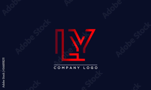 Fototapeta Creative letter LY or YL Logo Design Vector Template. Initial Letter LY Logo Design