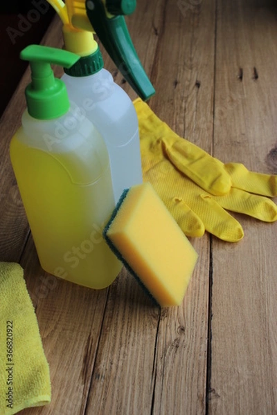 Obraz Detergents and disinfectants for cleaning the house.