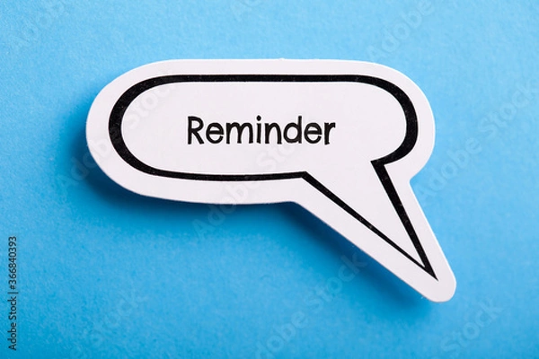 Fototapeta Reminder Speech Bubble Isolated On Blue Background