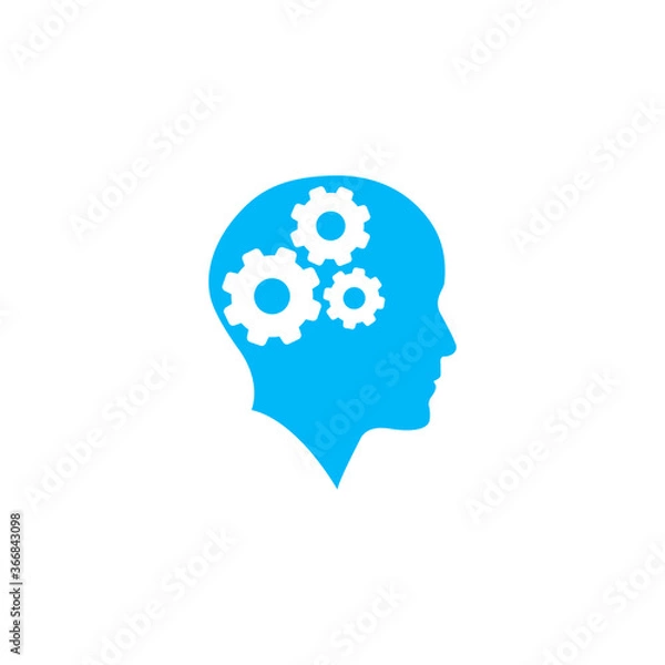 Obraz Head side view with cogwheel gear mark icon vector