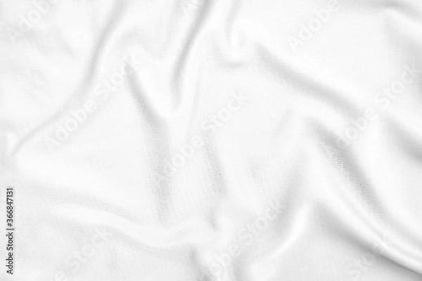 Fototapeta Abstract white fabric texture background. Wavy white cloth.