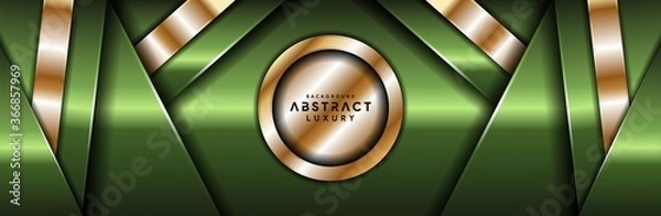 Fototapeta Luxury dark background with green and silver lines