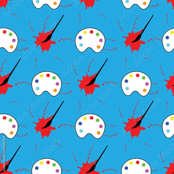 Fototapeta Cute hand drawn colorful paint tool seamless vector pattern background.