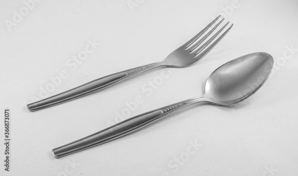 Obraz fork and spoon on white background