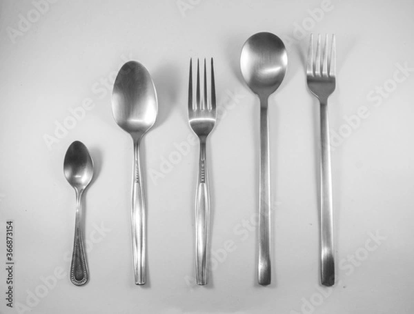 Obraz fork and spoon on white background