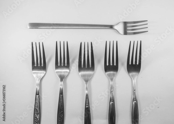 Obraz Steel Fork on white background