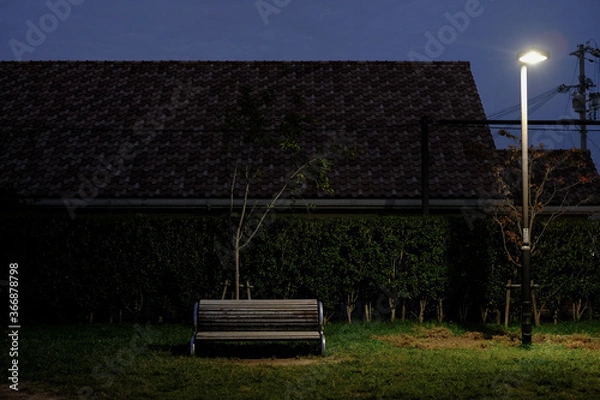 Obraz 夜の公園のベンチ