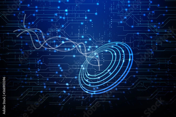 Fototapeta 2d illustration Abstract futuristic electronic circuit technology background