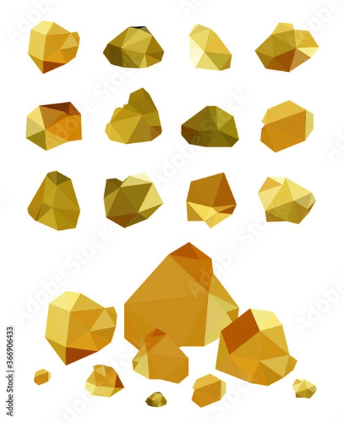 Obraz Set of vector gold rock,gold nuggets Vector