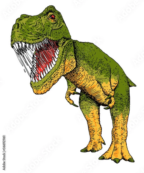 Fototapeta Hand drawn realistic of dinosaur, Vector illustration