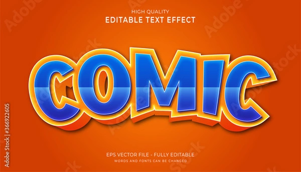 Obraz comic text effect, editable 3d cartoon text style effect.