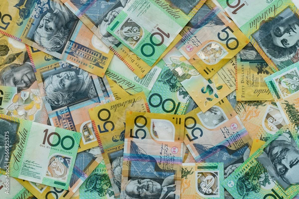 Fototapeta $50 and $100 notes Australian dollars background