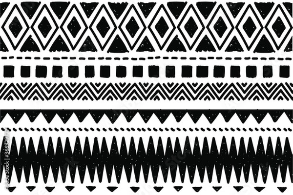 Obraz Ethnic vector seamless pattern. Tribal geometric background, boho motif, maya, aztec ornament illustration. rug textile print texture