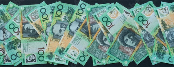 Fototapeta Banner of Australian currency 100 dollar notes