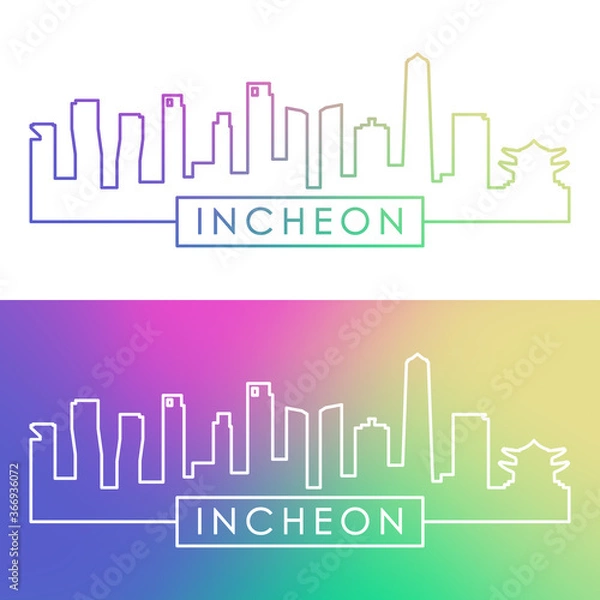 Obraz Incheon skyline. Colorful linear style. Editable vector file.