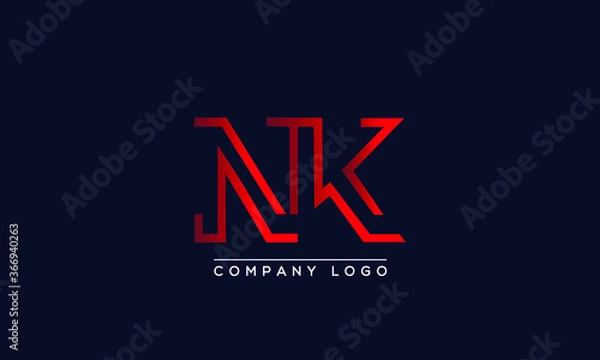 Fototapeta Creative letters NK or KN Logo Design Vector Template. Initial Letters NK Logo Design	