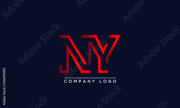 Fototapeta Creative letters NY or YN Logo Design Vector Template. Initial Letters NY Logo Design	
