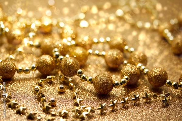 Fototapeta Christmas golden beads