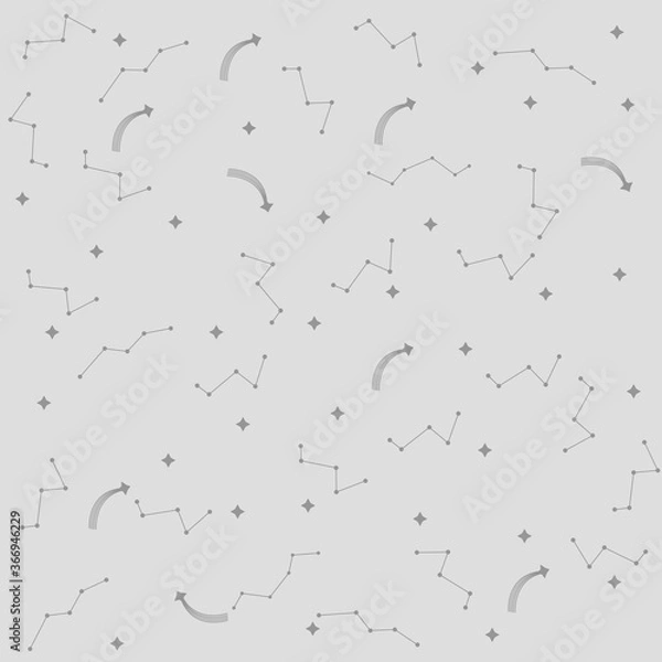 Fototapeta Vector space seamless pattern with planets, comets, constellations, rockets and stars. Sky illustration astronomical background. Use for textile, zodiac star yoga mat, phone case, notebook cover