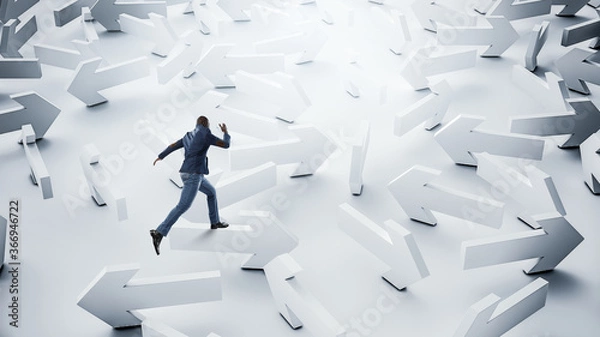 Obraz Man and maze made of arrows