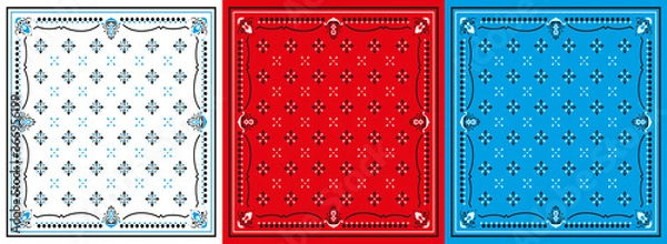 Fototapeta Seamless pattern based on square ornament paisley Bandana Print for boys and girls. motive for print on fabric or papper