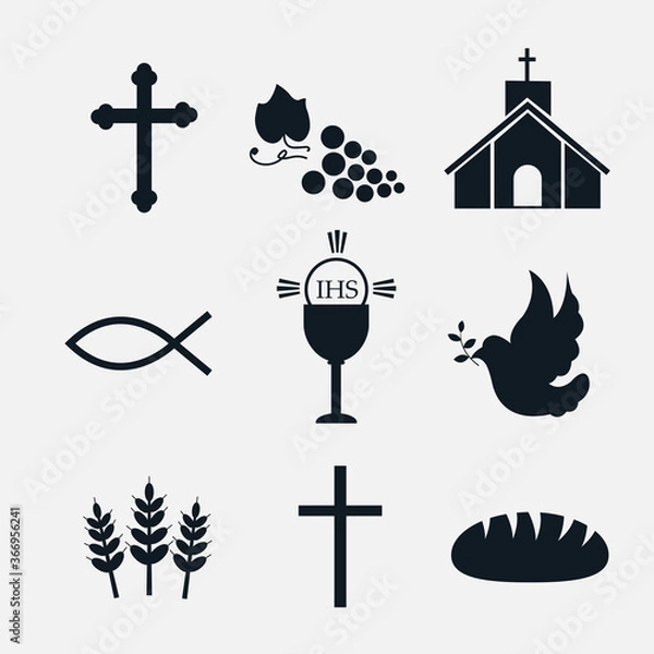 Fototapeta Symbol ikona kościół katolicki ryba IHS gołębica