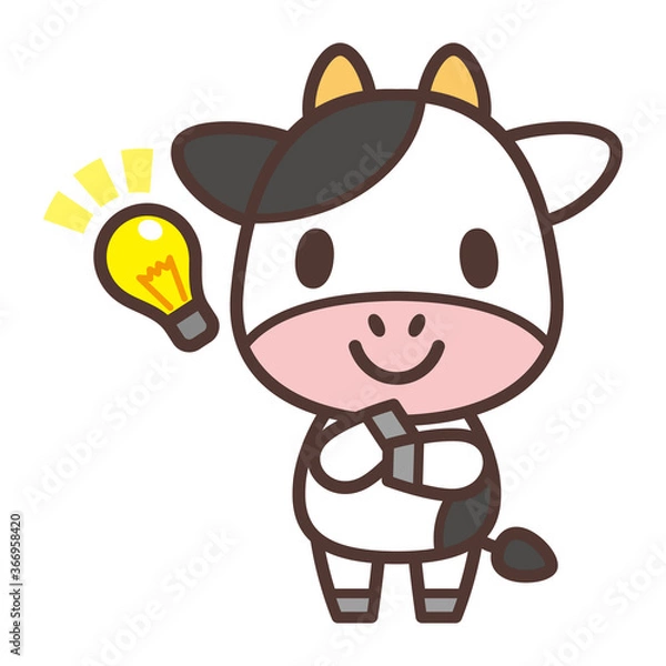 Fototapeta funny cow cartoon-Cow character and light bulb icon