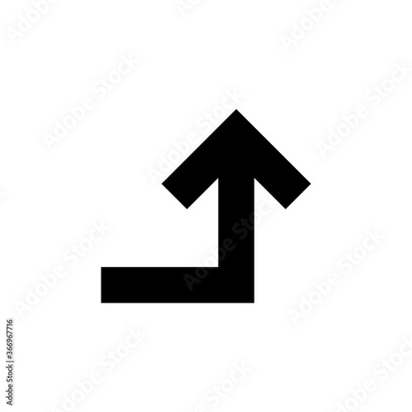 Fototapeta arrow pointing up, download button isolated on white, simple arrow for icon flat line, black arrow up direction, arrow sign of next or download upload concept