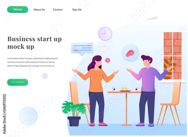 Fototapeta web landing page talking about dinner