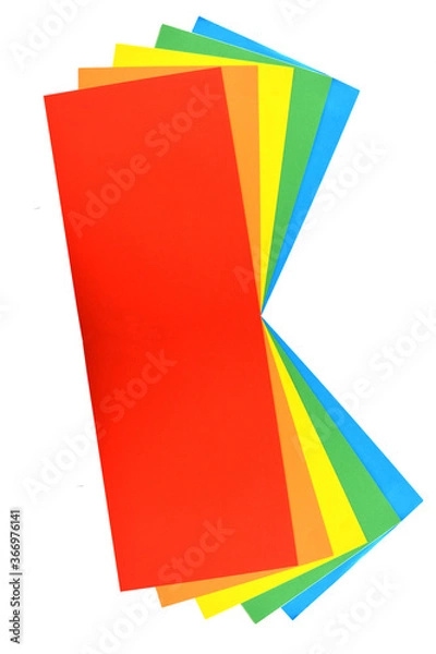 Fototapeta Colored A4 sheets on white background red color