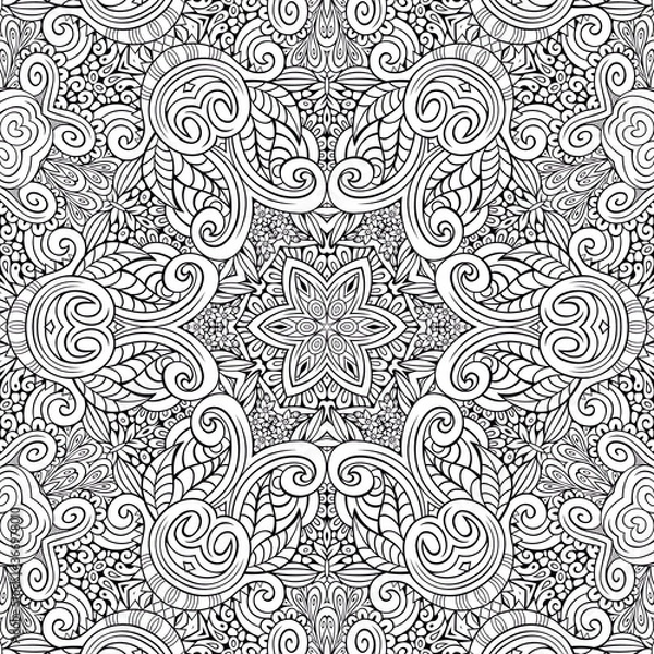 Obraz Vector ethnic hand drawn line art seamless pattern