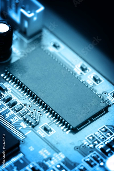 Fototapeta electronic circuit close-up. Macro background