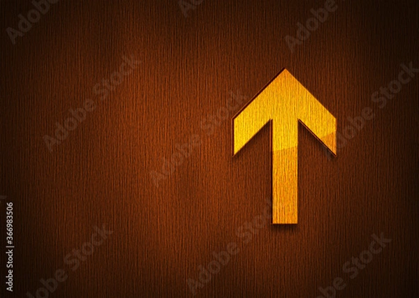 Fototapeta Up arrow icon dark wood texture background illustration