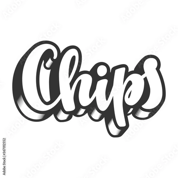 Fototapeta Chips vector hand drawn lettering