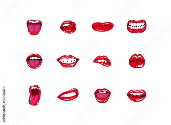 Fototapeta Mouth Vector Red Lips illustration 