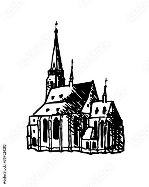 Fototapeta Pilsen Czech Architecture Castle Hand Drawing 