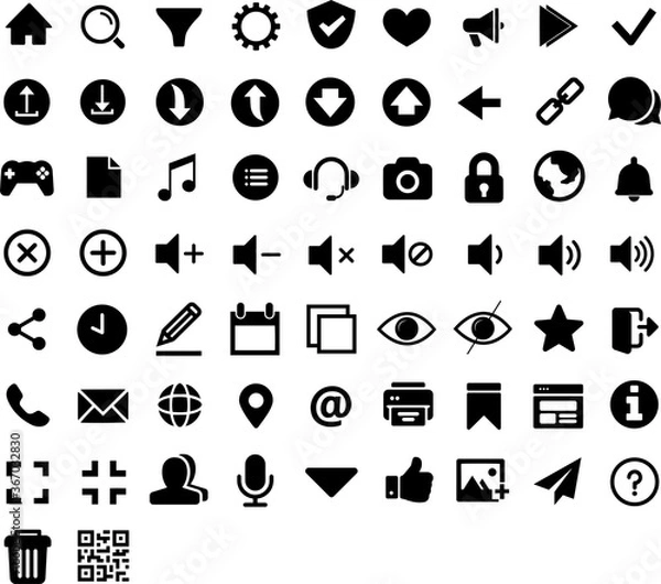 Fototapeta User Interface Glyph Icon Set