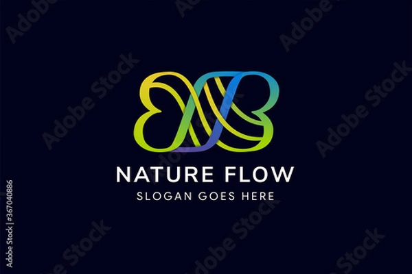 Fototapeta letter B infinity logo design template. The concept is combination of stripped wave, infinity and letter B. Colorful designs. 