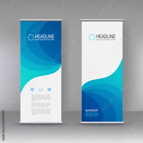 Fototapeta Vertical banner stand template design, infographics, Modern Flag Banner Design. Cover, Annual Report, Magazine,Poster, Corporate Presentation, Flyer, Website. vector abstract geometric background